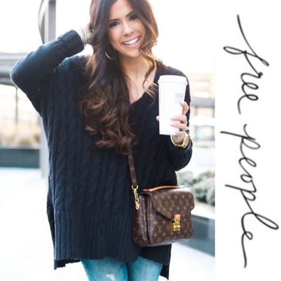 Free People Sweaters - Free People Oversized Cable Knit Sweater Blue